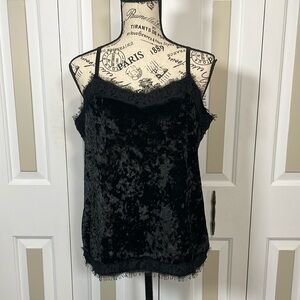 NO BOUNDARIES Black Burnout Velvet LG Whimsygoth Romantic Lace Tank Top Festival
